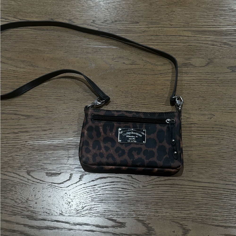 Harley-Davidson Brown and Black Leopard Print Crossbody Bag